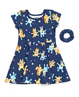 Bluey Toddler Girls Bingo Skater Dress and Scrunchie to