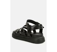 Womens Belcher Faux Leather Gladiator Sandals