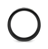 Chisel Stainless Steel Brushed Black Ip-plated Heartbeat Band Ring