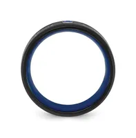 Chisel Stainless Steel Black & Blue Ip-plated Cz Clear Epoxy Band Ring