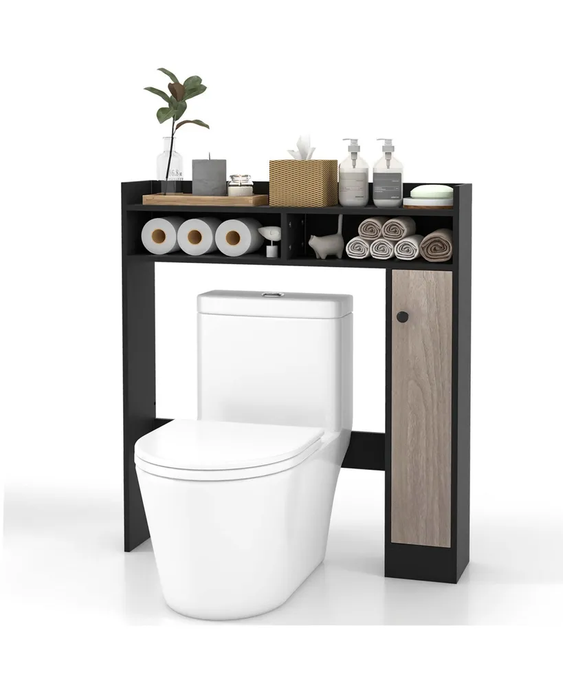 Over the Toilet Bathroom Cabinet Floor Storage Organizer with Adjustable Shelves