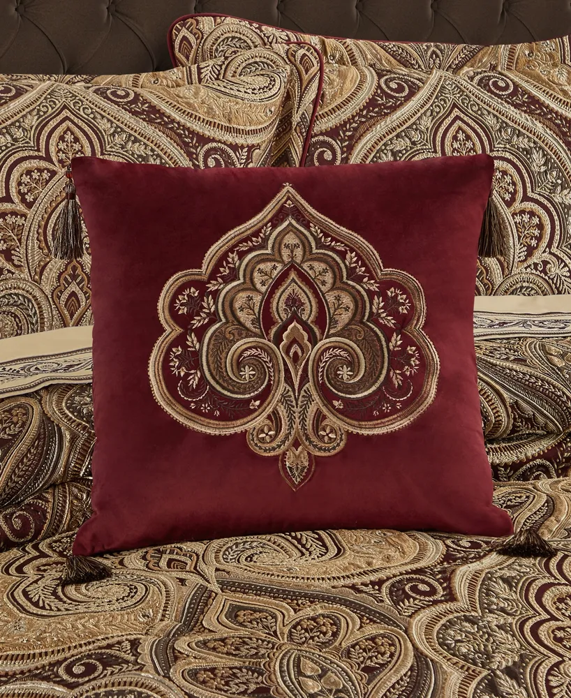 Five Queens Court Bordeaux Embellished Decorative Pillow, 18" x 18"