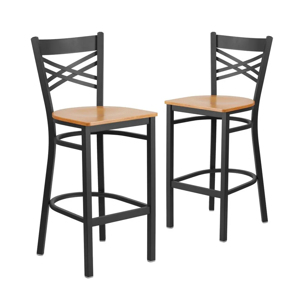 2 Pack "X" Back Metal Restaurant Barstool