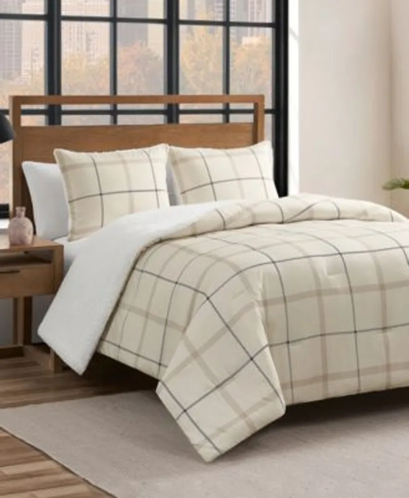 Lucky Brand Sherpa Reversible Microfiber Plaid Comforter Sets