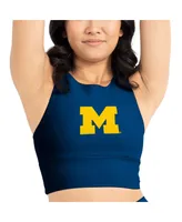 Women's Kadi Brand Navy Michigan Wolverines Buttery Soft Midi Bra and Leggings Set