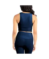 Women's Kadi Brand Navy Michigan Wolverines Buttery Soft Midi Bra and Leggings Set