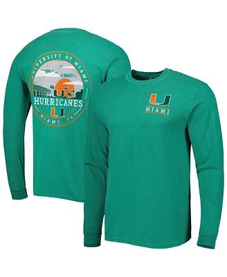 Men's Green Miami Hurricanes Circle Campus Scene Long Sleeve T-shirt