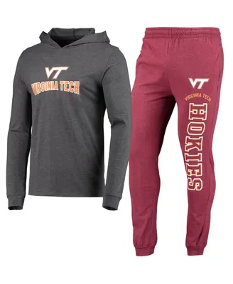 Men's Concepts Sport Maroon, Heather Charcoal Virginia Tech Hokies Meter Long Sleeve Hoodie T-shirt and Jogger Pajama Set