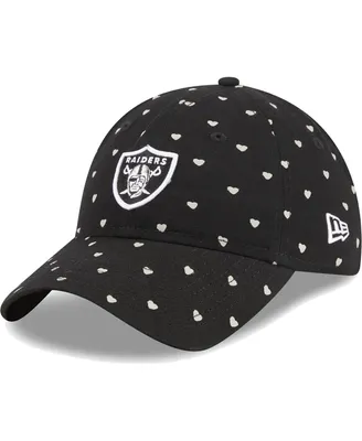Youth Girls New Era Black Las Vegas Raiders Hearts 9TWENTY Adjustable Hat