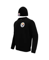 Men's Pro Standard Black Pittsburgh Steelers Crewneck Pullover Sweater and Cuffed Knit Hat Box Gift Set