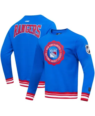 Men's Pro Standard Blue New York Rangers Crest Emblem Pullover Sweatshirt