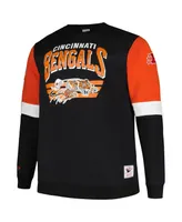 Men's Mitchell & Ness Black Cincinnati Bengals Big and Tall Fleece Pullover Sweatshirt