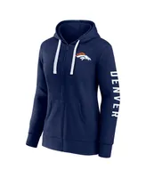 Women's Fanatics Heather Navy Denver Broncos Plus City Ties Full-Zip Hoodie