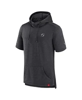 Men's Fanatics Heather Charcoal New Jersey Devils Authentic Pro Short Sleeve Pullover Hoodie