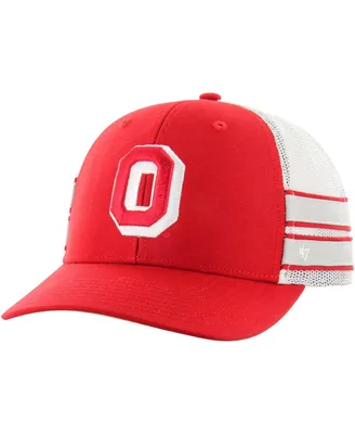 Men's '47 Brand Scarlet Distressed Ohio State Buckeyes Straight Eight Adjustable Trucker Hat