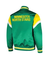 Men's Mitchell & Ness Kelly Green Minnesota North Stars Midweight Satin Full-Snap Jacket