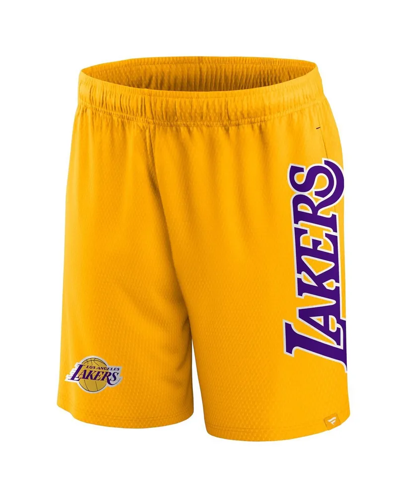 Men's Fanatics Gold Los Angeles Lakers Post Up Mesh Shorts