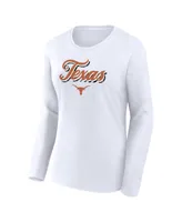 Women's Fanatics White Texas Longhorns Double Team Script Long Sleeve T-shirt