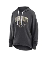 Women's Fanatics Heather Charcoal Distressed Vegas Golden Knights Lux Lounge Helmet Arch Pullover Hoodie