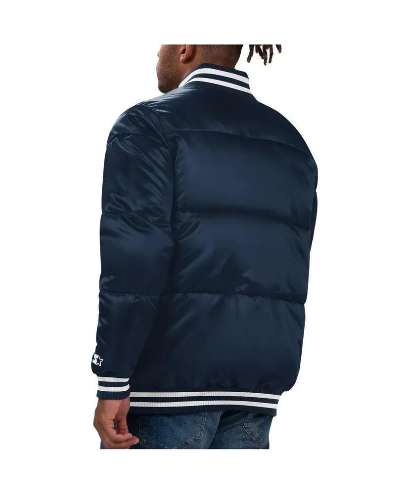 Men's Starter Navy New York Yankees Bronx Satin Full-Snap Bomber Jacket