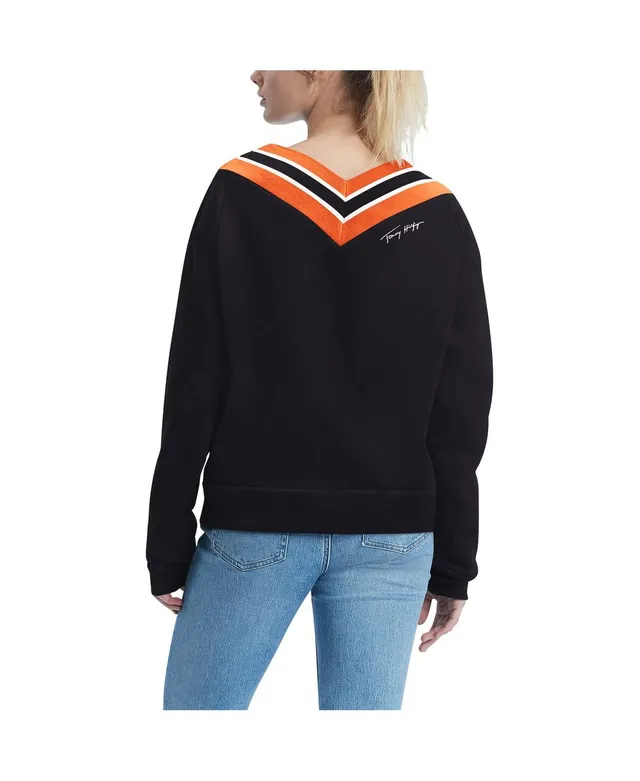 Tommy Hilfiger Women's Tommy Hilfiger Black Cincinnati Bengals Heidi V-Neck  Pullover Sweatshirt