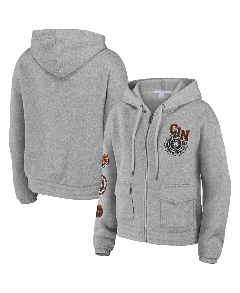 Women's Wear by Erin Andrews Heather Gray Cincinnati Bengals Full-Zip Hoodie