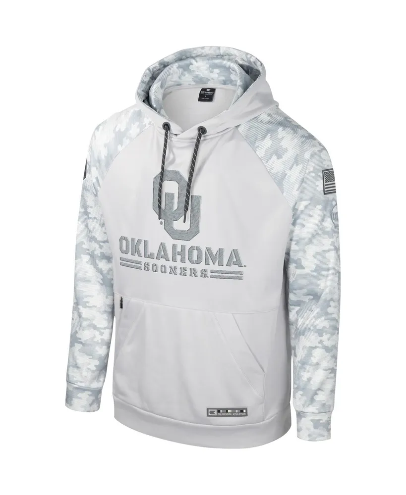 Men's Colosseum Gray Oklahoma Sooners Oht Military-Inspired Appreciation Ice Raglan Pullover Hoodie