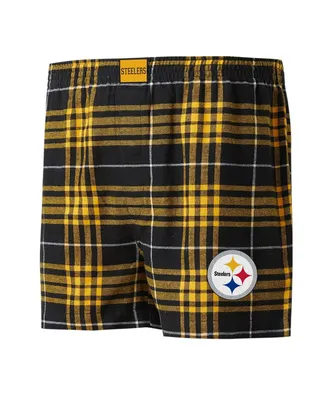Men's Concepts Sport Black, Gold Pittsburgh Steelers Concord Flannel Boxers
