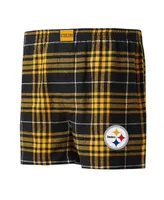 Men's Concepts Sport Black, Gold Pittsburgh Steelers Concord Flannel Boxers