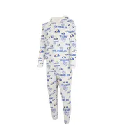 Men's Concepts Sport White Los Angeles Rams Allover Print Docket Union Full-Zip Hooded Pajama Suit