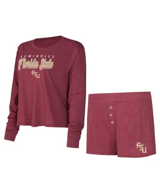 Women's Concepts Sport Garnet Florida State Seminoles Team Color Long Sleeve T-shirt and Shorts Set