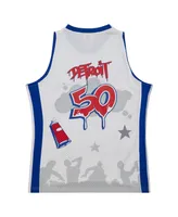 Men's Mitchell & Ness x Tats Cru White Detroit Pistons Hardwood Classics Fashion Jersey