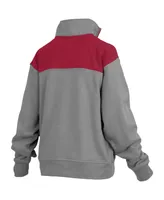 Women's Pressbox Gray Alabama Crimson Tide Avon Fleece Quarter-Zip Jacket