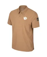 Men's Colosseum Khaki Clemson Tigers Oht Military-Inspired Appreciation Cloud Jersey Desert Polo Shirt