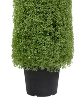 6' Artificial Boxwood Cone Topiary Tree with Round Pot Unlit