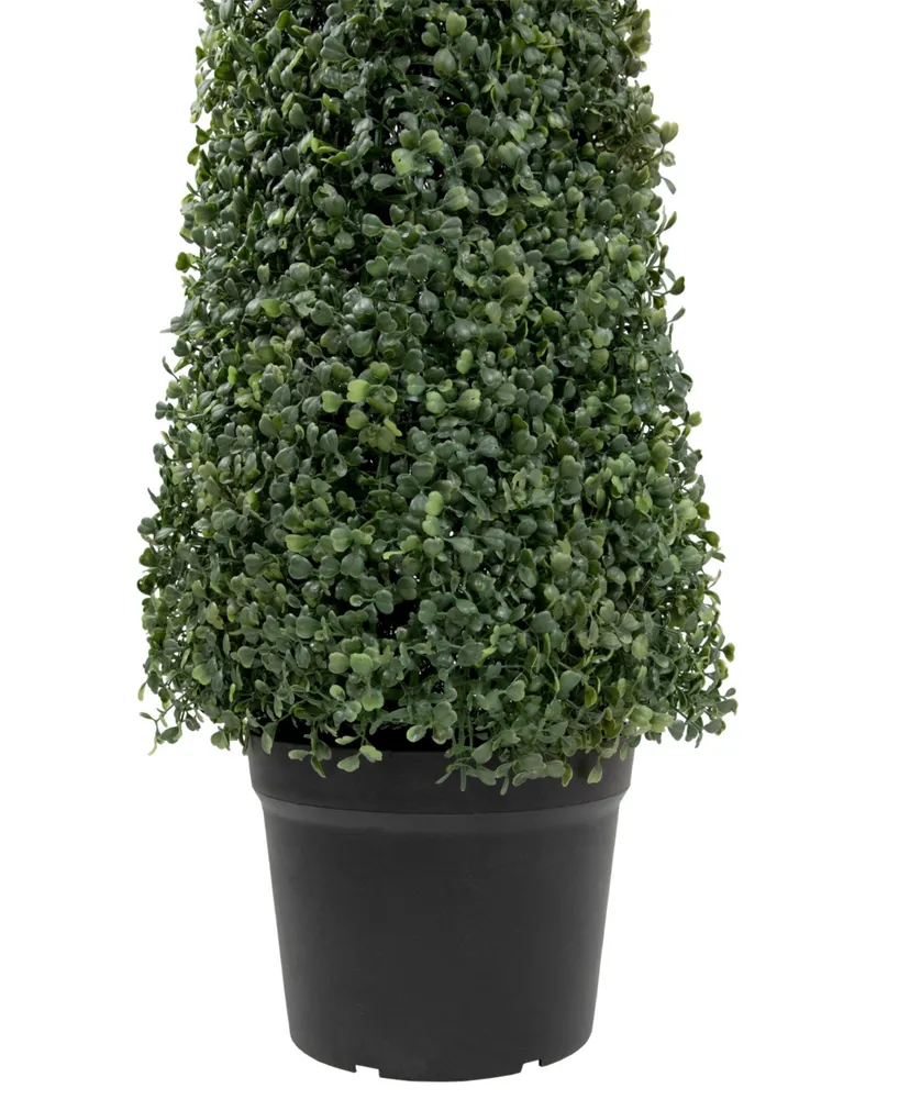 4' Artificial Two-Tone Boxwood Topiary Tree with Round Pot Unlit