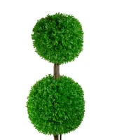 60" Triple Sphere Artificial Boxwood Topiary Potted Plant