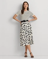 Lauren Ralph Women's Printed Satin Midi Skirt