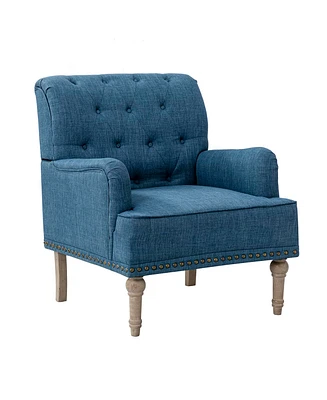 Mcgavock Traditional Wooden Upholstered Accent Chair with Tufted Back