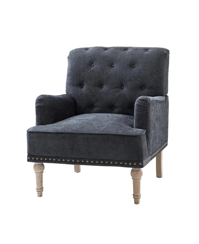 Mcgavock Traditional Wooden Upholstered Accent Chair with Tufted Back