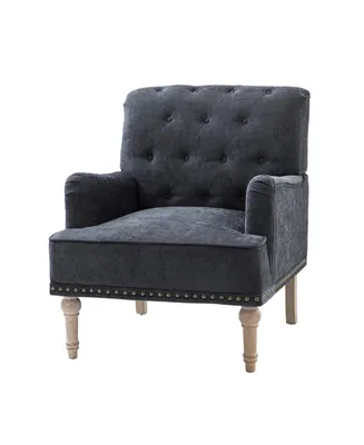 Mcgavock Traditional Wooden Upholstered Accent Chair with Tufted Back