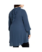 City Chic Women's Neck Tie Tunic Top