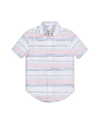 Hope & Henry Boys' Linen Short Sleeve Button Down Shirt