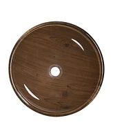 Tempered Glass Round Vessel Sink Wood Grain Pattern Bathroom Vanity Hotel Spa Bowl Basin