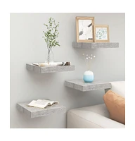 Floating Wall Shelves 4 pcs Concrete Gray 9.1"x9.3"x1.5" Mdf