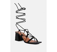 London Rag Provoked Lace Up Block Heeled Sandals