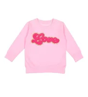 Little and Big Girls Love Script Patch Valentine's Day Sweatshirt