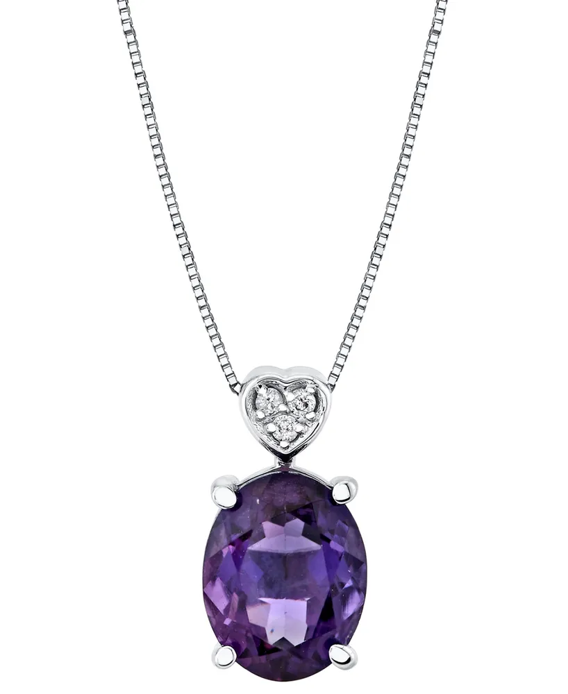 Amethyst (1-3/4 ct. t.w.) & Diamond Accent Oval 18" Pendant Necklace in 10k White Gold