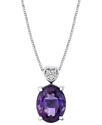Amethyst (1-3/4 ct. t.w.) & Diamond Accent Oval 18" Pendant Necklace in 10k White Gold