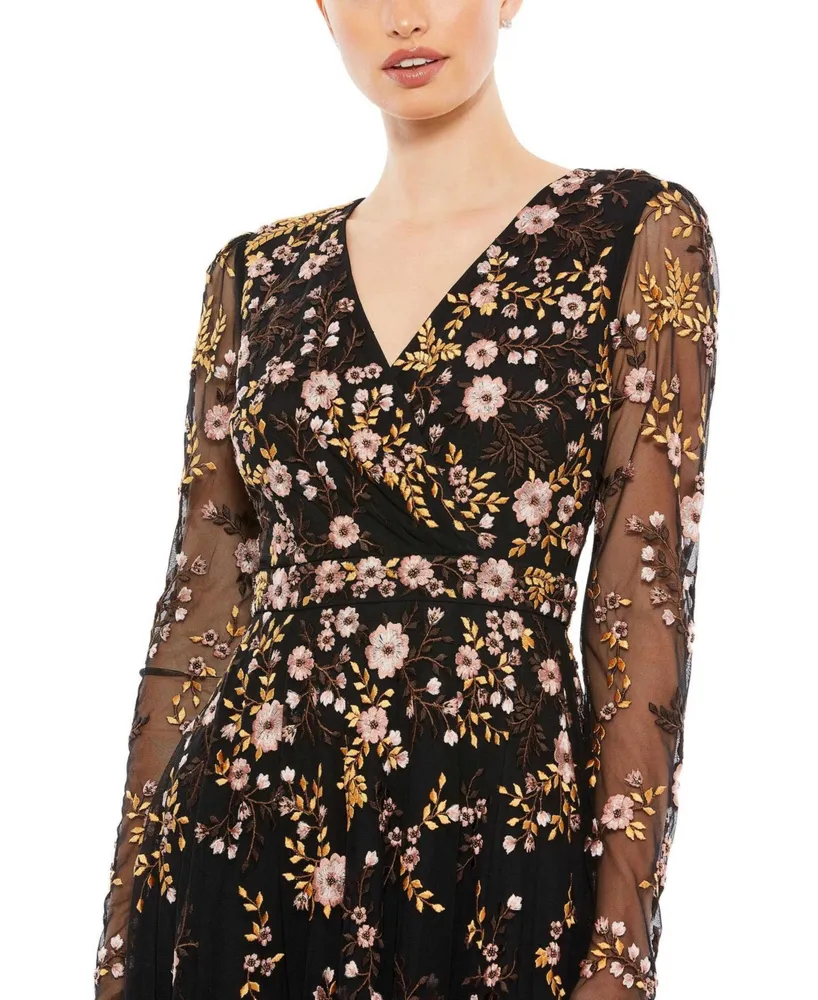 Women's Floral Embroidered A-Line Cocktail Dress